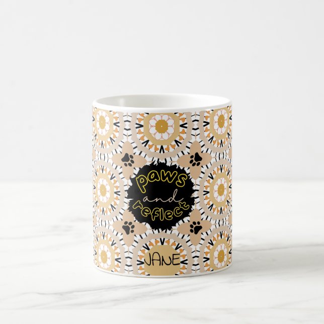 PAWS & REFLECT caramel beige mandala Coffee Mug (Center)