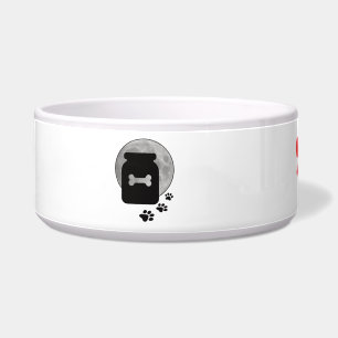 "Paws & Smiles" Dog Bowl Bone & Paw Print Design