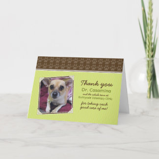 Paws Thank You Card for the Vet (lime green/brown)
