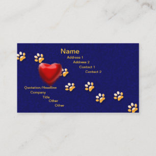 PAWS THROUGH MY HEART BUSINESS CARD