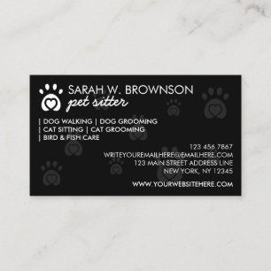 Paws with Heart Pet Logo for Dog or Cat Business Card