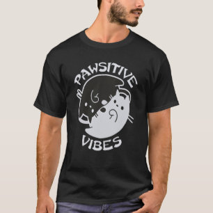 PAWSITIVE VIBES Cat Yin Yang Feline Namaste Yoga Y T-Shirt