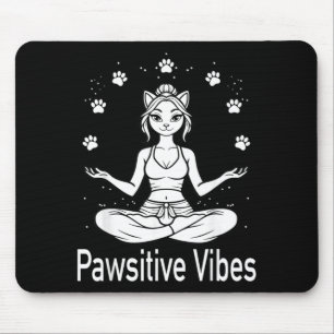 Pawsitive Vibes Funny Cat Meditation Yoga Positive Mouse Pad