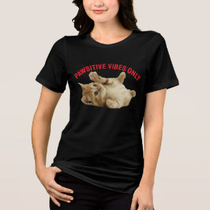 Pawsitive Vibes Only – Cute Orange Tabby Cat T-Shi Tri-Blend Shirt