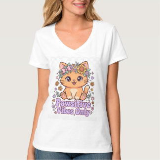Pawsitive Vibes Only - Cute Sunflower Cat Mum Shir T-Shirt