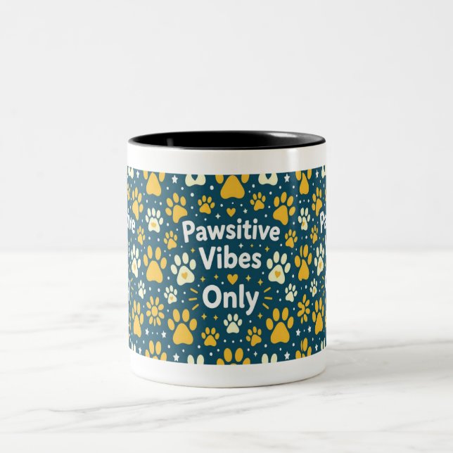 Pawsitive Vibes Only Dog Paw Print Coffee Mug  (Center)