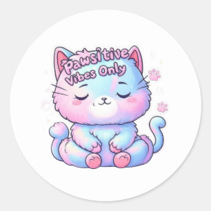 Pawsitive Vibes Only Meditating Cat Sticker