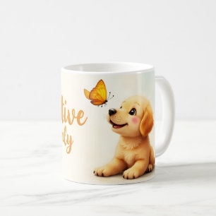 Pawsitive Vibes Only Puppy & Butterfly Coffee Mug