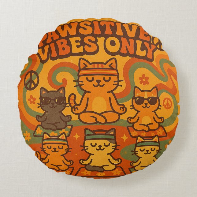 Pawsitive Vibes Only Round Cushion (Front)