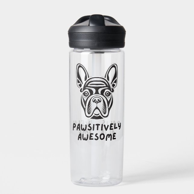 Pawsitively Awesome Bulldog Water Bottle (Front)