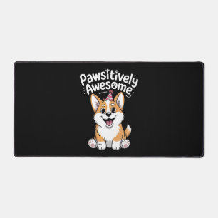 Pawsitively Awesome Corgi Birthday Dog Shirt Desk Mat