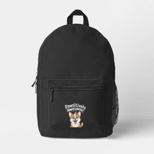 Pawsitively Awesome Corgi Birthday Dog Shirt Printed Backpack