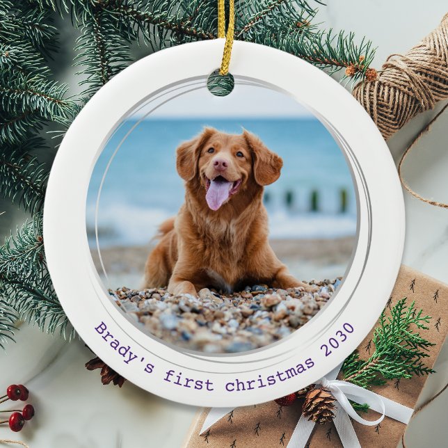 Pawsitively Covid Quarantine Purple Dog Pet Photo Ceramic Tree Decoration (Creator Uploaded)
