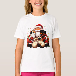 Pawsitively Cozy Christmas with Santa & Pets T-Shirt