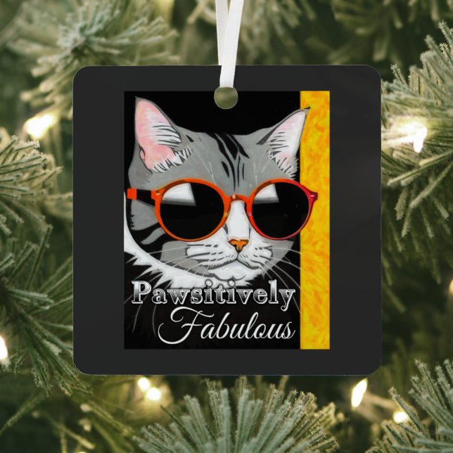 Pawsitively Fabulous Cat Metal Tree Decoration (Insitu)