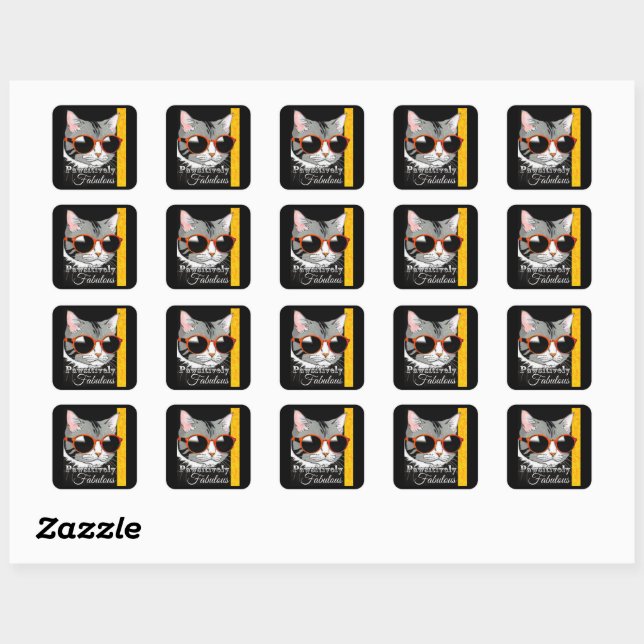 Pawsitively Fabulous Cat Square Sticker (Sheet)
