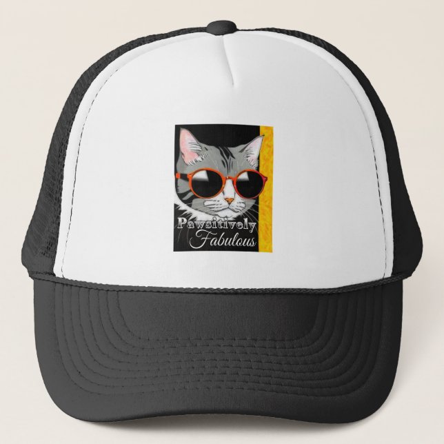 Pawsitively Fabulous Cat Trucker Hat (Front)