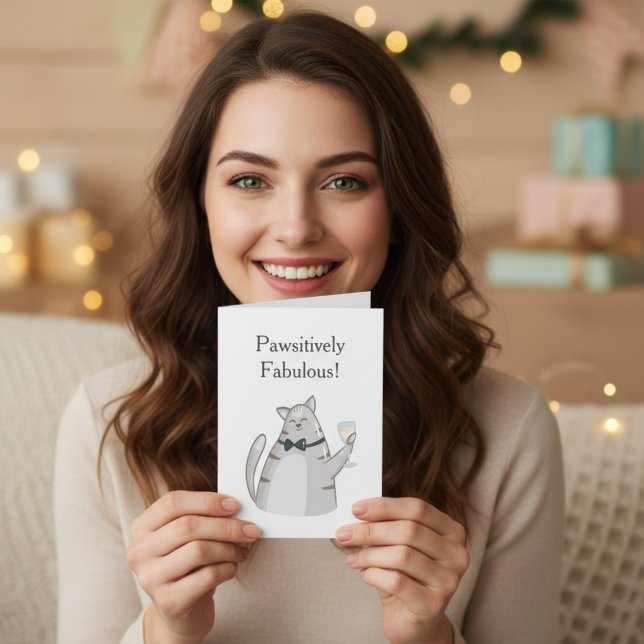 Pawsitively Fabulous Funny Cat Greeting Card (Creator Uploaded)