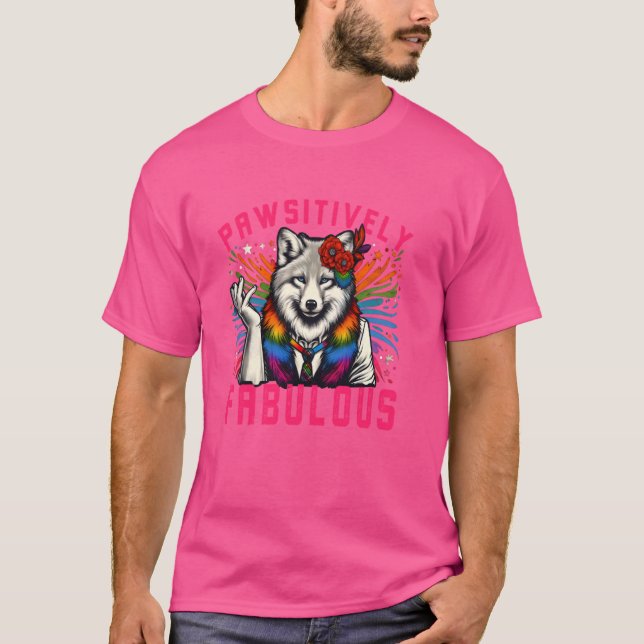 Pawsitively Fabulous Furry Fox Wolf Fursona Fandom T-Shirt (Front)