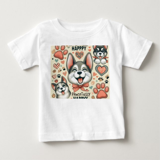  Pawsitively Happy Baby T-Shirt (Front)
