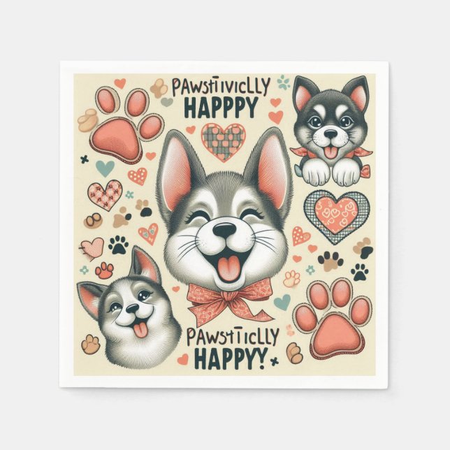  Pawsitively Happy Napkin (Front)