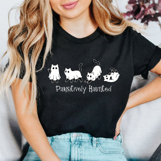 Pawsitively Haunted Ghost Cat T-Shirt