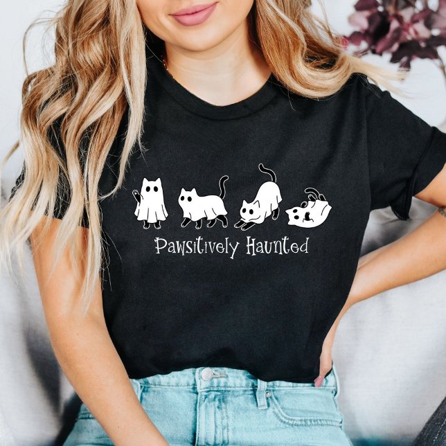Pawsitively Haunted Ghost Cat T-Shirt (Creator Uploaded)