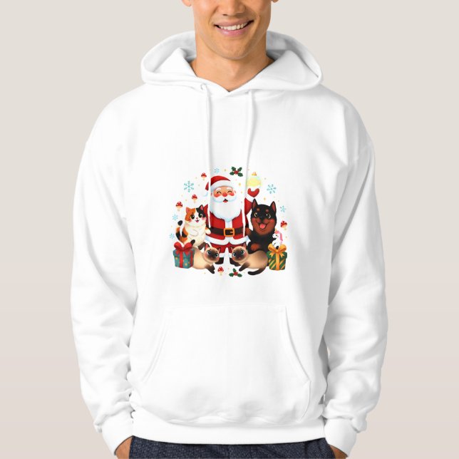 Pawsitively Jolly: Santa’s Merry Menagerie Hoodie (Front)