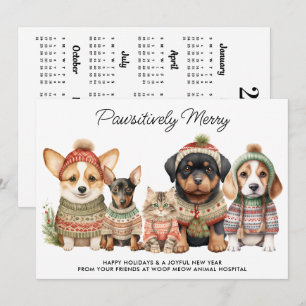 Pawsitively Merry Christmas 2027 Calendar Dog Pet  Holiday Card