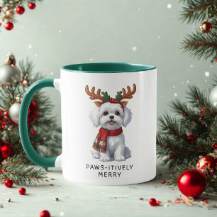 Pawsitively Merry Maltese Dog Christmas Coffee Mug