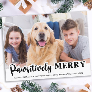 Pawsitively Merry Modern Customised Pet Dog Photo Holiday Postcard