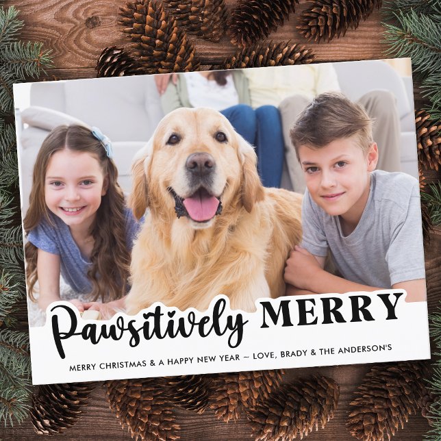 Pawsitively Merry Modern Customised Pet Dog Photo Postcard (Creator Uploaded)