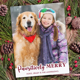 Pawsitively Merry Personalised Pet Photo Dog Lover Holiday Postcard
