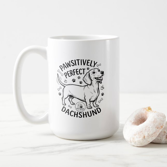 "Pawsitively Perfect" Dachshund Bistro Mug (With Donut)