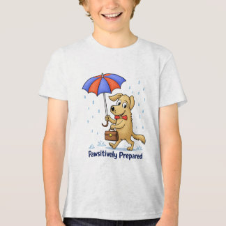 Pawsitively Prepared – Cute Dog with Umbrella Tri-Blend Shirt