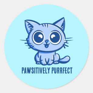 Pawsitively Purrfect, Beautiful Manga Kitten Class Classic Round Sticker