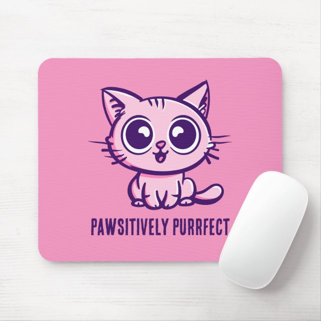 Pawsitively Purrfect, Beautiful Manga Kitten Mouse Pad (With Mouse)