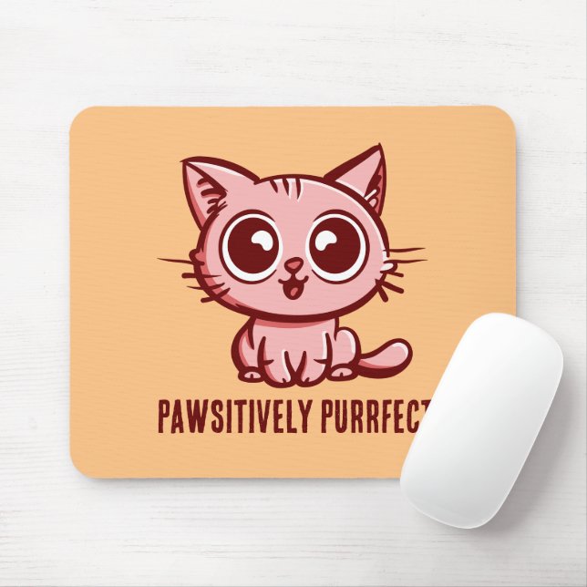Pawsitively Purrfect, Beautiful Manga Kitten Mouse Pad (With Mouse)