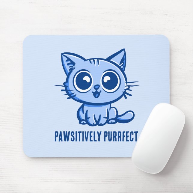Pawsitively Purrfect, Beautiful Manga Kitten Mouse Pad (With Mouse)