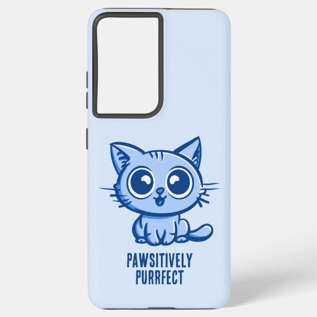 Pawsitively Purrfect, Beautiful Manga Kitten Samsung Galaxy S21 Ultra Case (Back)