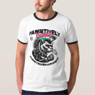 Pawsitively Rebel: Punk Rock Cat Mohawk Anarchy T-Shirt