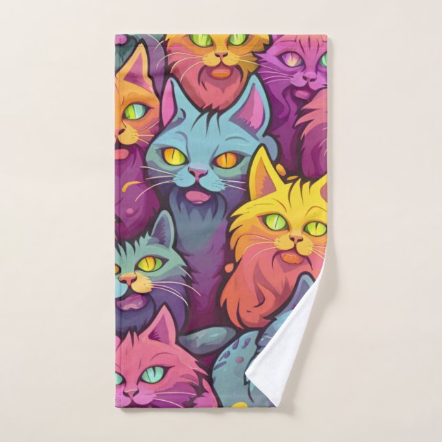 Pawsitively Stylish: Street Cats Pattern  Hand Towel (Hand Towel)