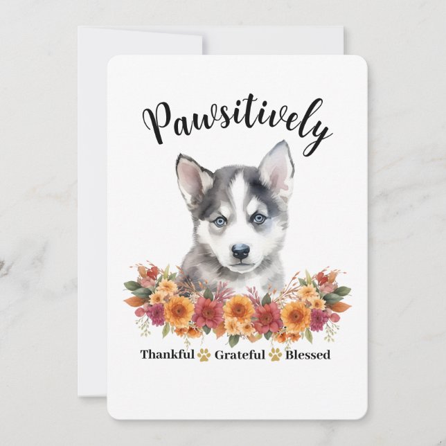 Pawsitively Thankful Grateful Blessed Cute Dog Card (Front)