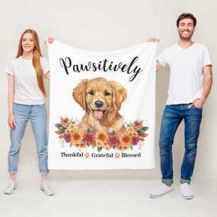 Pawsitively Thankful Grateful Blessed Cute Dog Fleece Blanket