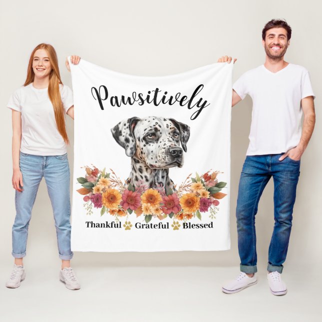 Pawsitively Thankful Grateful Blessed Cute Dog Fleece Blanket (In Situ)