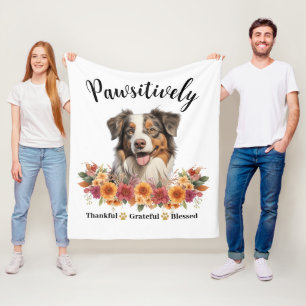 Pawsitively Thankful Grateful Blessed Cute Dog Fleece Blanket