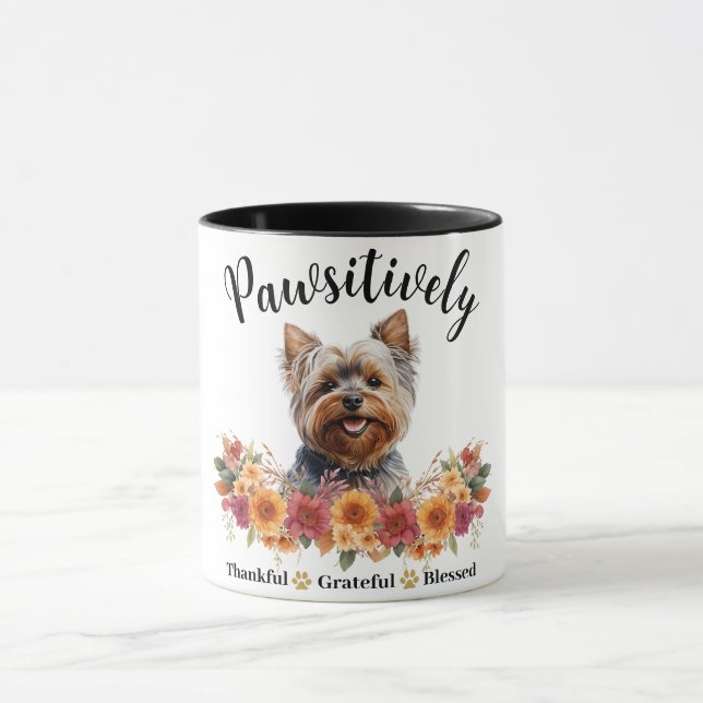 Pawsitively Thankful Grateful Blessed Cute Dog Mug (Center)