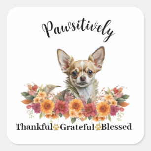 Pawsitively Thankful Grateful Blessed Cute Dog Square Sticker