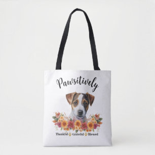 Pawsitively Thankful Grateful Blessed Cute Dog Tote Bag