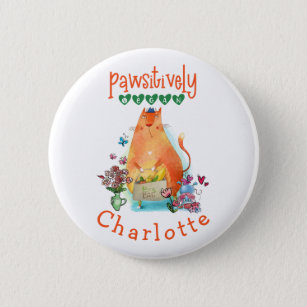Pawsitively Vegan Cute Cat Name Typography 6 Cm Round Badge